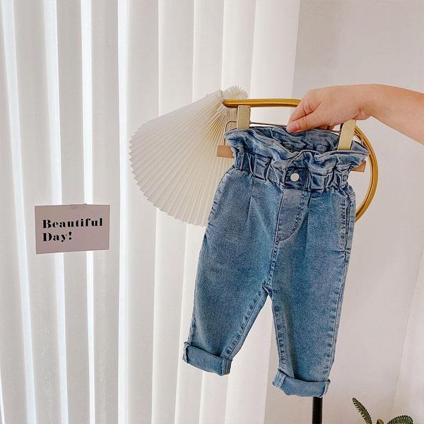 jeans autumn girls denim ruffles high waist straight pants children kids full length casual trousers, Blue
jeans autumn girls denim ruffles high waist straight pants children kids full length casual trousers, Blue