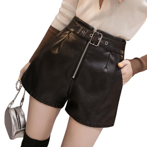 women's shorts belt black leather plus size pu high waist fashion spring summer elegant zipper loose women short pant pocket, White;black
women's shorts belt black leather plus size pu high waist fashion spring summer elegant zipper loose women short pant pocket, White;black