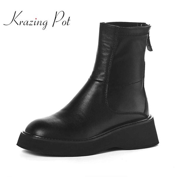 boots krazing pot 2022 winter arrival natural leather round toe thick bottom platform fashion back zip basic mid-calf l69, Black
boots krazing pot 2022 winter arrival natural leather round toe thick bottom platform fashion back zip basic mid-calf l69, Black