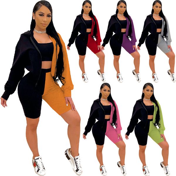 3 piece suits womens tracksuits plus size clothing patchwork long sleeve zipper hoodies jacket vest biker shorts outfits set casual running, Gray
3 piece suits womens tracksuits plus size clothing patchwork long sleeve zipper hoodies jacket vest biker shorts outfits set casual running, Gray