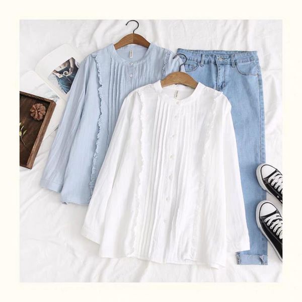 japanese sweet literary stand collar small fresh white shirt cotton double layer long sleeve blouse women's blouses & shirts
japanese sweet literary stand collar small fresh white shirt cotton double layer long sleeve blouse women's blouses & shirts
