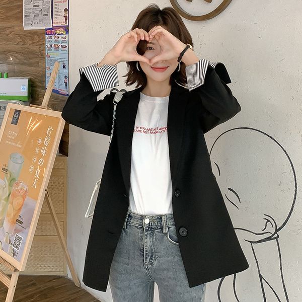 women's suits & blazers 2xl cuffs stripe korean coat jacket women elegant plus size ladies largo mujer blue office lady set femme, White;black
women's suits & blazers 2xl cuffs stripe korean coat jacket women elegant plus size ladies largo mujer blue office lady set femme, White;black