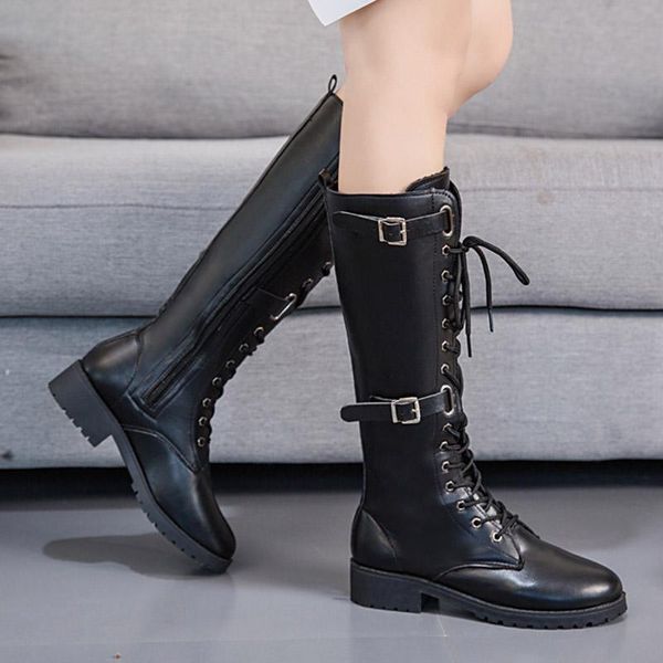 boots gladiator cross-tied motorcyle double buckle knee high boot low heels woman shoes plus size 35-42 botas mujer 8697c, Black
boots gladiator cross-tied motorcyle double buckle knee high boot low heels woman shoes plus size 35-42 botas mujer 8697c, Black
