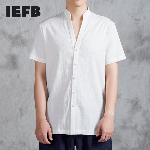 iefb chinese style men's linen single breasted short sleeve shirt stand collar causal tang suit summer 9y6044 210524, White;black
iefb chinese style men's linen single breasted short sleeve shirt stand collar causal tang suit summer 9y6044 210524, White;black