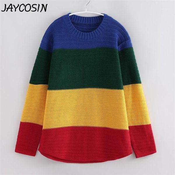 women's sweaters jaycosin women rainbow stripe patchwork o-neck knitted sweater autumn winter casual loose pullovers s11, White;black
women's sweaters jaycosin women rainbow stripe patchwork o-neck knitted sweater autumn winter casual loose pullovers s11, White;black