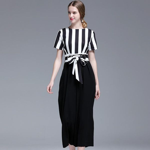 women's jumpsuits & rompers summer patchwork jumpsuit women short sleeve o neck striped office lady elegant wide leg pants playsuits, Black;white
women's jumpsuits & rompers summer patchwork jumpsuit women short sleeve o neck striped office lady elegant wide leg pants playsuits, Black;white