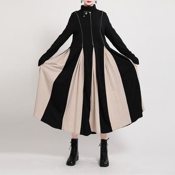 women black white contrast color long dress turtleneck sleeve loose fit fashion tide autumn winter casual dresses, Black;gray
women black white contrast color long dress turtleneck sleeve loose fit fashion tide autumn winter casual dresses, Black;gray
