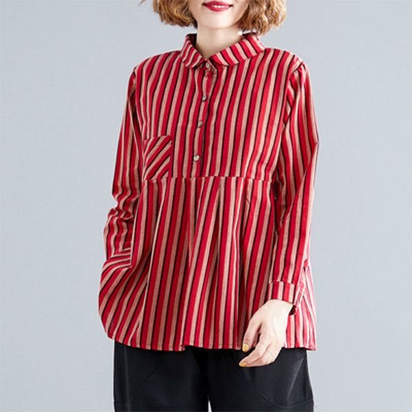women's blouses & shirts spring autumn arts style women long sleeve loose casual blouse cotton linen vintage striped plus size m60, White
women's blouses & shirts spring autumn arts style women long sleeve loose casual blouse cotton linen vintage striped plus size m60, White
