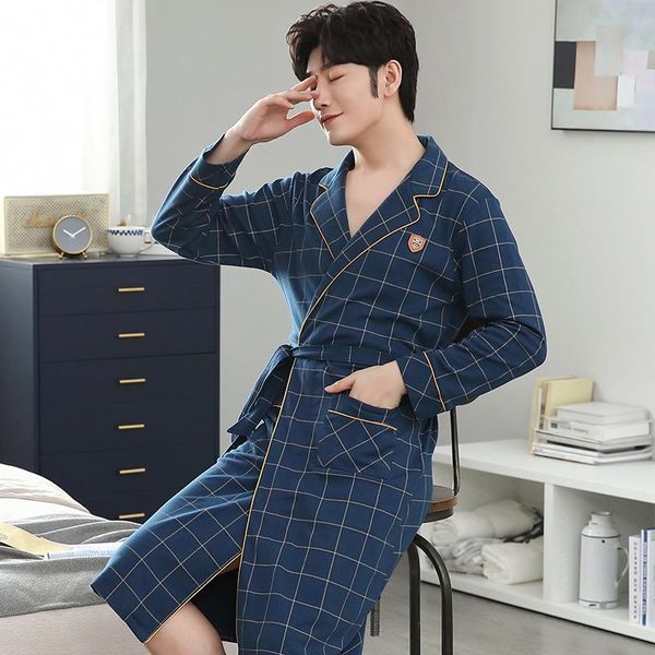 men's sleepwear spring and autumn men's pajamas cotton robe medium length bathrobe long sleeve large size household clothes, Black;brown
men's sleepwear spring and autumn men's pajamas cotton robe medium length bathrobe long sleeve large size household clothes, Black;brown