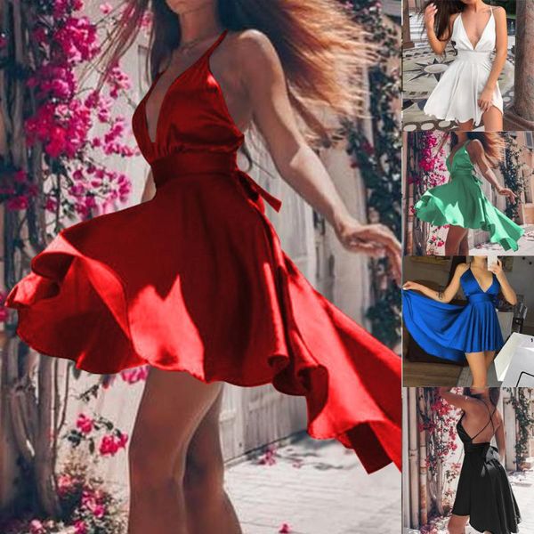 casual dresses neon satin 2021 summer women's mini dress sleeveless halter v-neck bow belt elegant party wear club suit, Black;gray
casual dresses neon satin 2021 summer women's mini dress sleeveless halter v-neck bow belt elegant party wear club suit, Black;gray