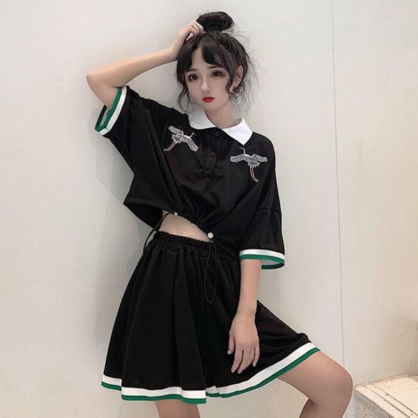 two piece dress harajuku short-sleeve navel and skirts clothes 2 set women students tiktok clothe preppy loose pieces, White
two piece dress harajuku short-sleeve navel and skirts clothes 2 set women students tiktok clothe preppy loose pieces, White