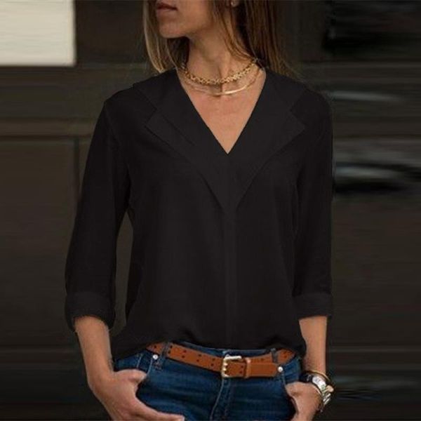 womens blouse fashion solid office plain roll sleeve chiffon and blouses plus size women's & shirts, White
womens blouse fashion solid office plain roll sleeve chiffon and blouses plus size women's & shirts, White