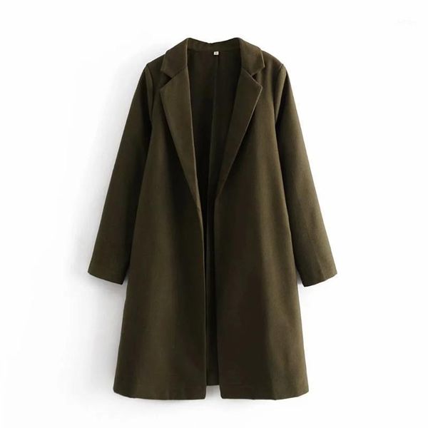 women's wool & blends vintage solid open stitch women spring fall long jacket coat chic sleeve trendy high street overcoat outerwear, Black
women's wool & blends vintage solid open stitch women spring fall long jacket coat chic sleeve trendy high street overcoat outerwear, Black
