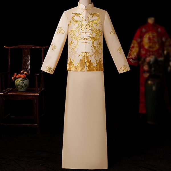 traditional chinese style wedding qipao cheongsam toast costumes groom dragon gown men embroidery tang suit ethnic clothing, Red
traditional chinese style wedding qipao cheongsam toast costumes groom dragon gown men embroidery tang suit ethnic clothing, Red