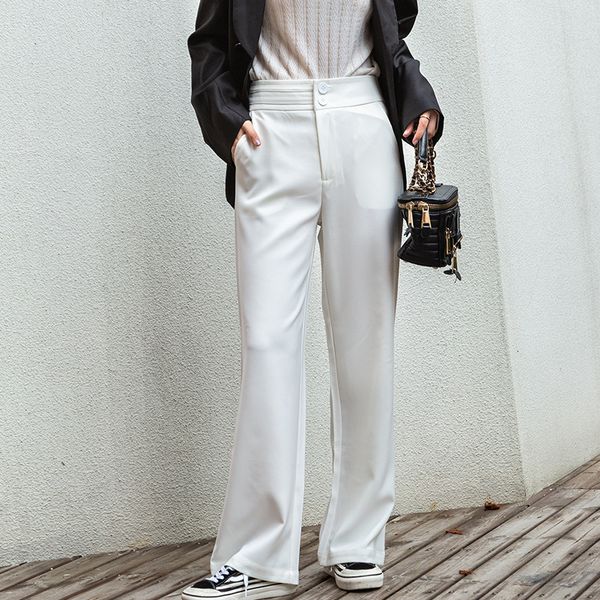 women's pants & capris 2021 spring korean fashion high waist daily wide leg long trousers of simple quality casual pants straight, Black;white
women's pants & capris 2021 spring korean fashion high waist daily wide leg long trousers of simple quality casual pants straight, Black;white