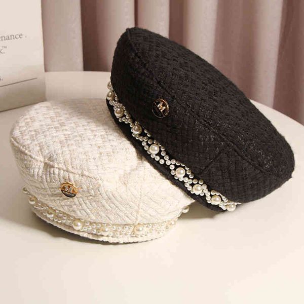 designer quality style autumn and winter celebrity pearl beret women's bright diamond painter's hat woman, Blue;gray
designer quality style autumn and winter celebrity pearl beret women's bright diamond painter's hat woman, Blue;gray