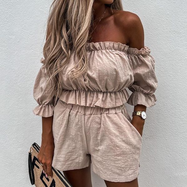 women's tracksuits women off shoulder shorts sleeve crop high waist pants pocket causal outfits two piece sets summer streetwear, Gray
women's tracksuits women off shoulder shorts sleeve crop high waist pants pocket causal outfits two piece sets summer streetwear, Gray