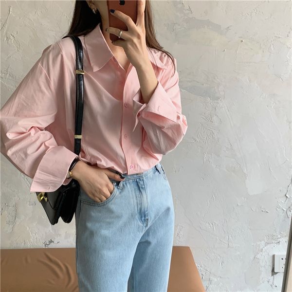 women's blouses & shirts pink elegant office lady minimalist loose all match vintage 2021 casual lapel chic gentle sweet mcnu, White
women's blouses & shirts pink elegant office lady minimalist loose all match vintage 2021 casual lapel chic gentle sweet mcnu, White