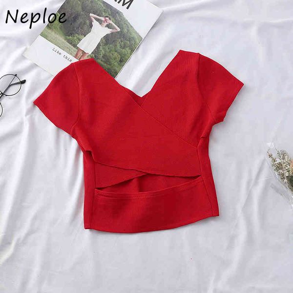 neploe open back slim fit multicolor knit sweater women v neck short sleeve pullover pull femme summer sueter 210510, White;black
neploe open back slim fit multicolor knit sweater women v neck short sleeve pullover pull femme summer sueter 210510, White;black