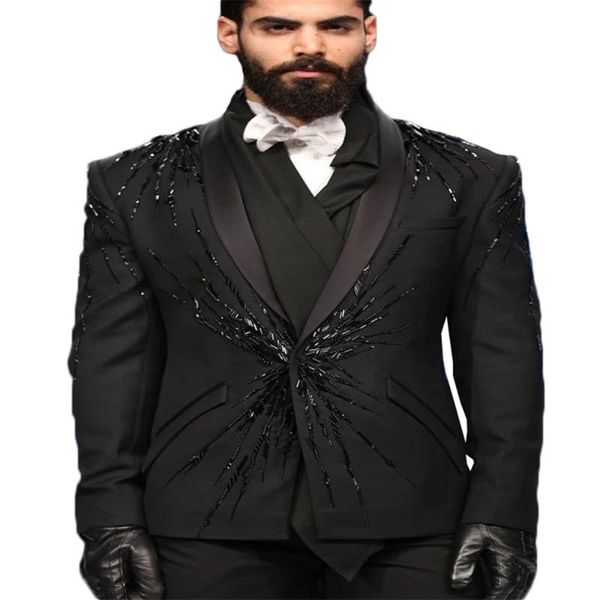 men's suits & blazers autumn spring and black slim fit wedding for groom blazer with pants crystals beaded prom formal dinner business, White;black
men's suits & blazers autumn spring and black slim fit wedding for groom blazer with pants crystals beaded prom formal dinner business, White;black
