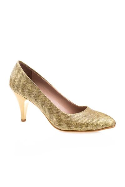 dress shoes women's silvery satin 7 cm gold classic, Black