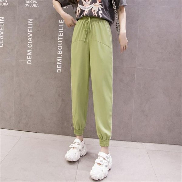 women's pants & capris 2021 spring high waist drawstring chiffon ankle-length women loose thin radish green solid trousers, Black;white
women's pants & capris 2021 spring high waist drawstring chiffon ankle-length women loose thin radish green solid trousers, Black;white