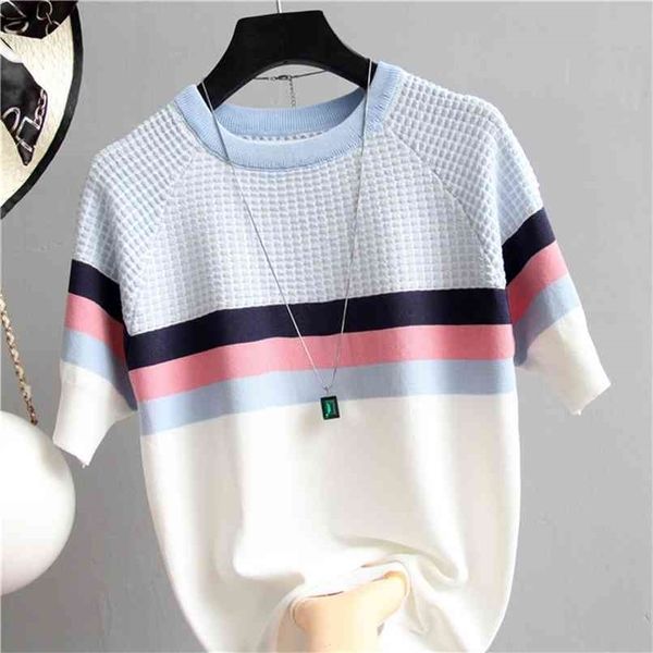 shintimes short sleeve sweater women striped plaid knitted cotton korean style woman clothes camisetas mujer pull femme 210806, White;black
shintimes short sleeve sweater women striped plaid knitted cotton korean style woman clothes camisetas mujer pull femme 210806, White;black