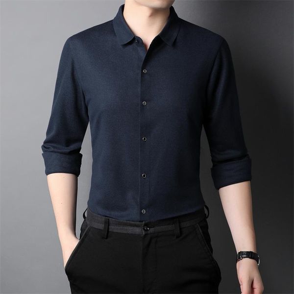 men's casual shirts oimg 2021 fall/winter lapel long sleeve shirt business seamless brushed warm inch professional wear, White;black
men's casual shirts oimg 2021 fall/winter lapel long sleeve shirt business seamless brushed warm inch professional wear, White;black