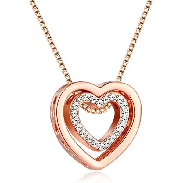 chains needys cute double heart pendant necklace with crystals decorated i love u engraved jewelry gift for women lover wholesale, Silver
chains needys cute double heart pendant necklace with crystals decorated i love u engraved jewelry gift for women lover wholesale, Silver
