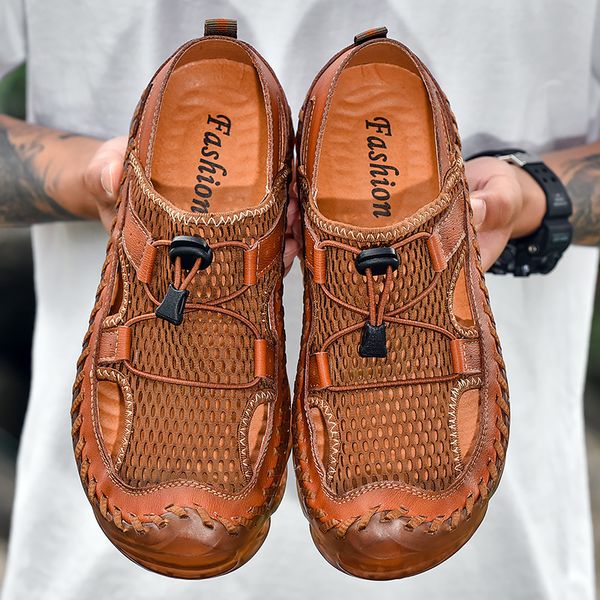 summer mesh men sandals breathable genuine leather casual shoes men beach sandals handmade outdoor mens slippers plus size 38-46, Black
summer mesh men sandals breathable genuine leather casual shoes men beach sandals handmade outdoor mens slippers plus size 38-46, Black