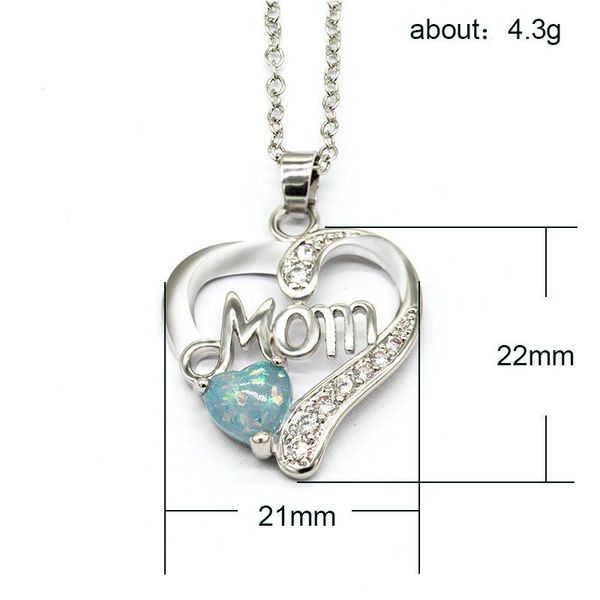 pendant necklaces mother's day gift opal heart mom necklace femme bijoux, Silver
pendant necklaces mother's day gift opal heart mom necklace femme bijoux, Silver