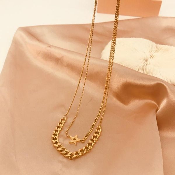 pendant necklaces 2021 autumn selling double layered star five pointed titanium steel necklace clavicle chain, Silver
pendant necklaces 2021 autumn selling double layered star five pointed titanium steel necklace clavicle chain, Silver