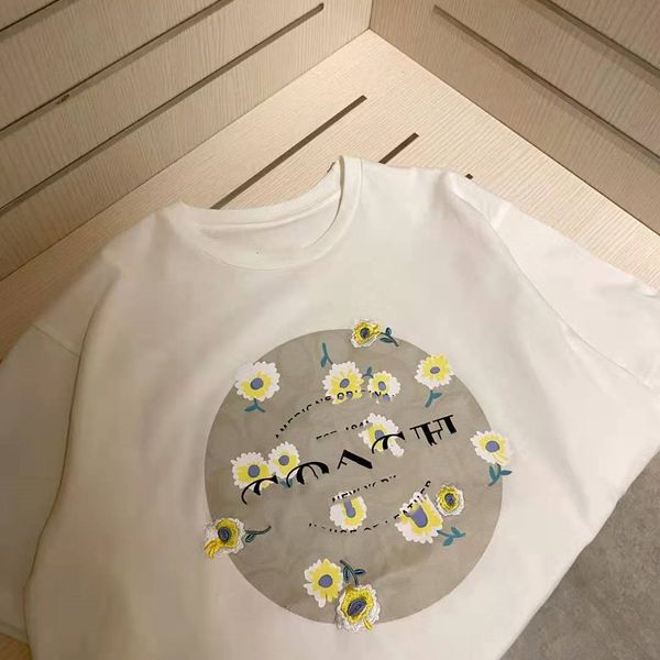 design clothing spring summer 2021 new fashion daisy printed short sleeve t-shirt for men and women casual loose 052806, White 
design clothing spring summer 2021 new fashion daisy printed short sleeve t-shirt for men and women casual loose 052806, White