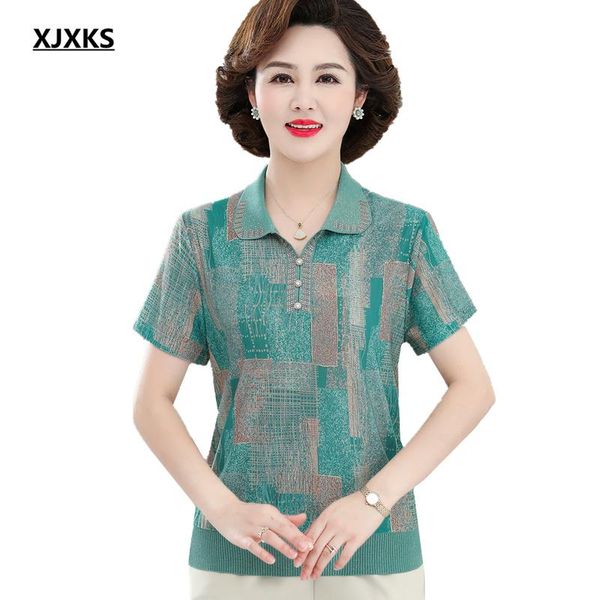 women's t-shirt xjxks 2021 summer loose plus size women diamond lapel short sleeve top, White
women's t-shirt xjxks 2021 summer loose plus size women diamond lapel short sleeve top, White