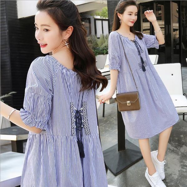 maternity dresses casual stripe ties the fashionable mid-sleeve dress with tassel style, White
maternity dresses casual stripe ties the fashionable mid-sleeve dress with tassel style, White
