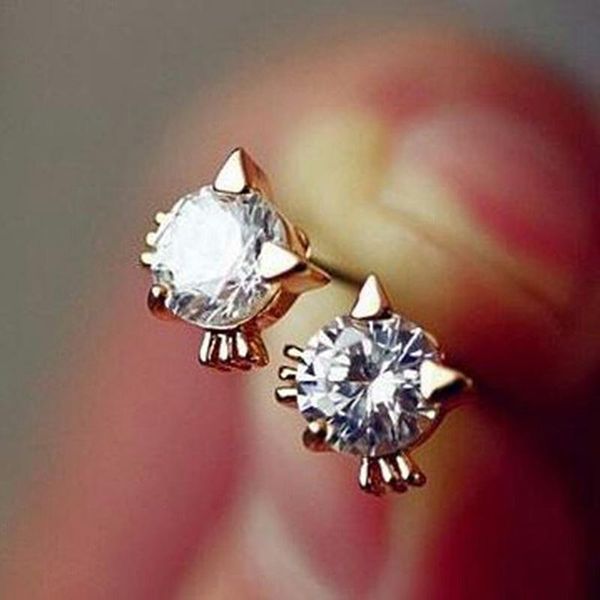stud simple cute rose gold kitty earrings for women shine white cz stone inlay piercing cat earring daily wear party gift, Golden;silver
stud simple cute rose gold kitty earrings for women shine white cz stone inlay piercing cat earring daily wear party gift, Golden;silver