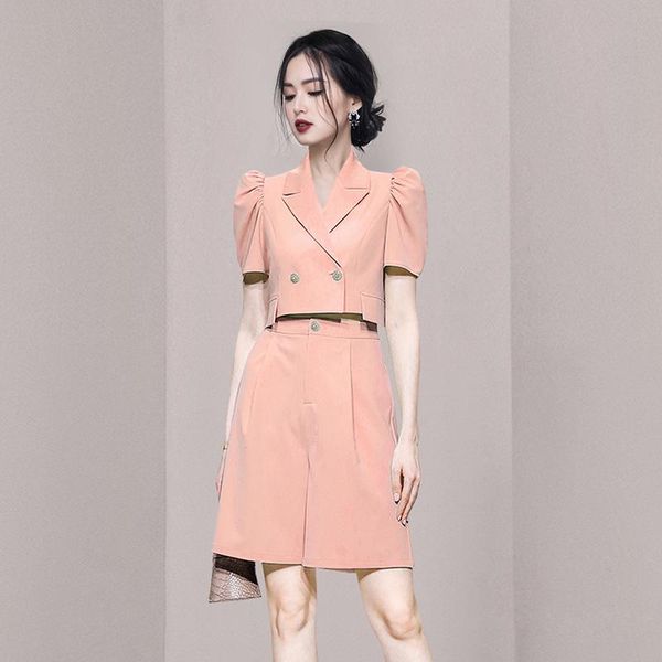 women's two piece pants summer 2021 pink fashion puff short sleeve notched collar + high waist solid color women elegant two-piece sets, White
women's two piece pants summer 2021 pink fashion puff short sleeve notched collar + high waist solid color women elegant two-piece sets, White