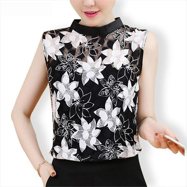 summer lace sleeveless women blouses embroidery and vintage black feminine blusas df1500, White
summer lace sleeveless women blouses embroidery and vintage black feminine blusas df1500, White
