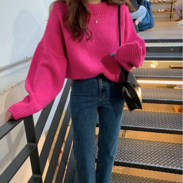 women's sweaters korea chic super minus age mei red round neck long sleeve loose languid is lazy qiu dong imitation wool knit sweater, White;black
women's sweaters korea chic super minus age mei red round neck long sleeve loose languid is lazy qiu dong imitation wool knit sweater, White;black