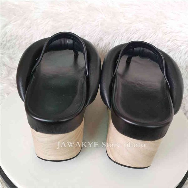 slippers wooden effects thick sole platform flip flops runway t-show leather beach shoes women's summer fashion wedge hfol, Black 
slippers wooden effects thick sole platform flip flops runway t-show leather beach shoes women's summer fashion wedge hfol, Black