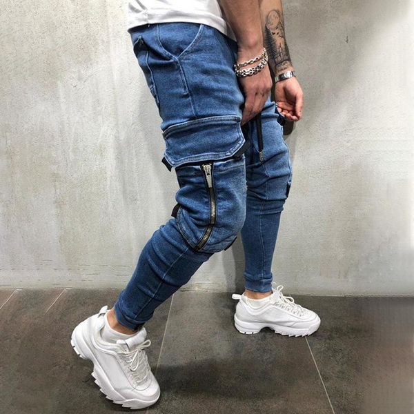 men's jeans pocket fashion casual pants for men clothing hip hop harem male sports trousers, Blue
men's jeans pocket fashion casual pants for men clothing hip hop harem male sports trousers, Blue