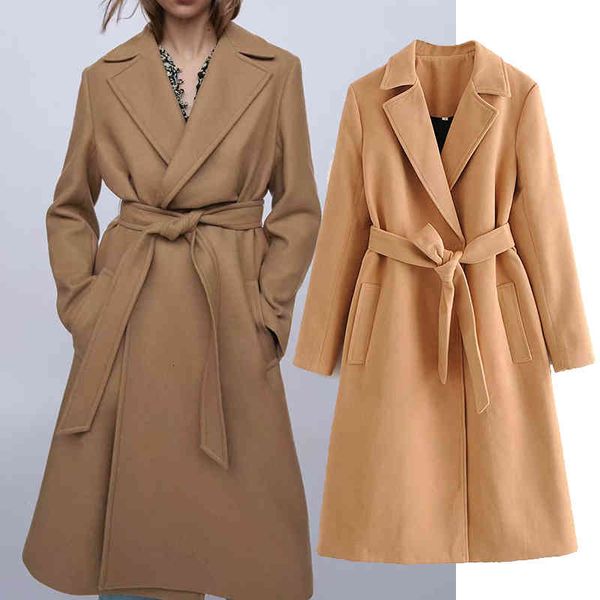 wool women autumn windbreaker pocket thin belt open spot lapel long lady streetwear, Black
wool women autumn windbreaker pocket thin belt open spot lapel long lady streetwear, Black
