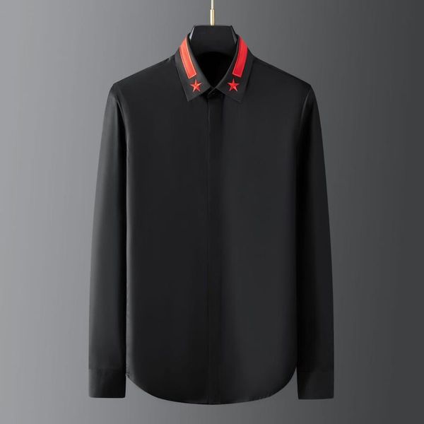 men's casual shirts minglu cotton male luxury long sleeve pentagram embroidery mens dress fashion slim fit party man, White;black
men's casual shirts minglu cotton male luxury long sleeve pentagram embroidery mens dress fashion slim fit party man, White;black