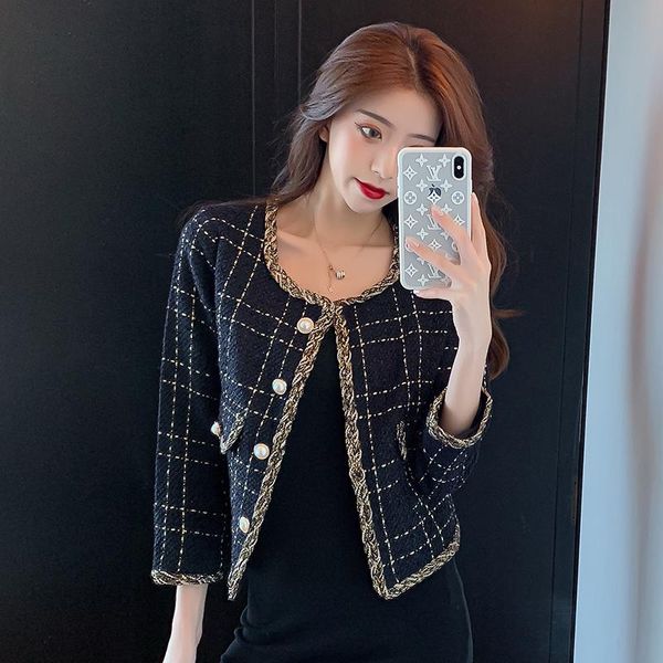 women's jackets arrival french retro navy blue plaid short korean jacket tweed blouse female coat outerwear top, Black;brown
women's jackets arrival french retro navy blue plaid short korean jacket tweed blouse female coat outerwear top, Black;brown