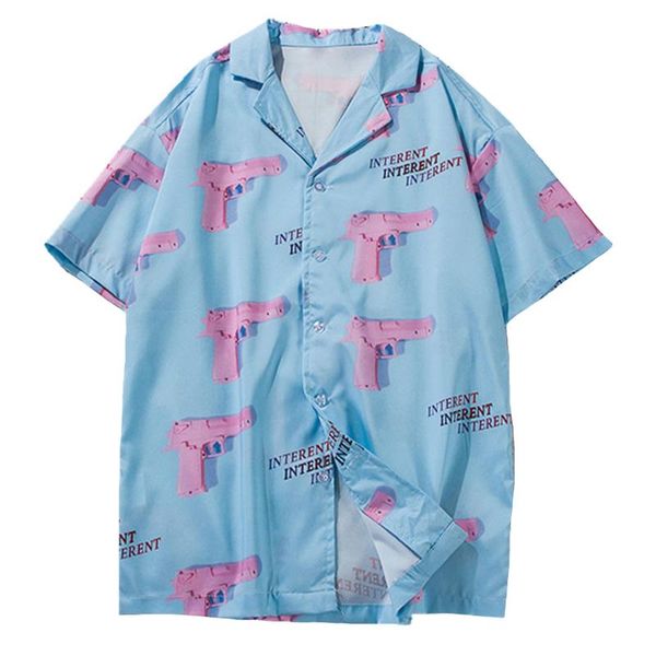 hip hop pink gun print shirt men 2021 summer harajuku oversized loose fashion hawaii beach short sleeve shirts streetwear men's casual, White;black
hip hop pink gun print shirt men 2021 summer harajuku oversized loose fashion hawaii beach short sleeve shirts streetwear men's casual, White;black