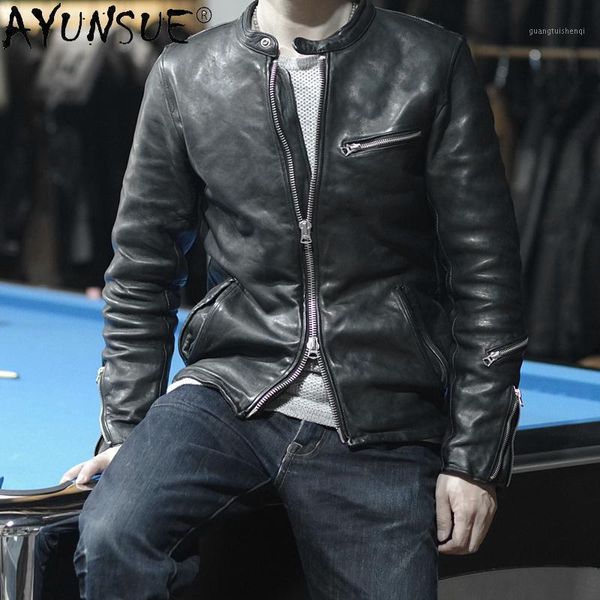 men's leather & faux 2021 streetwear jacket men vintage fashion real sheepskin coat casaul clothes motorcycle blouson cuir homme wpy367, Black
men's leather & faux 2021 streetwear jacket men vintage fashion real sheepskin coat casaul clothes motorcycle blouson cuir homme wpy367, Black