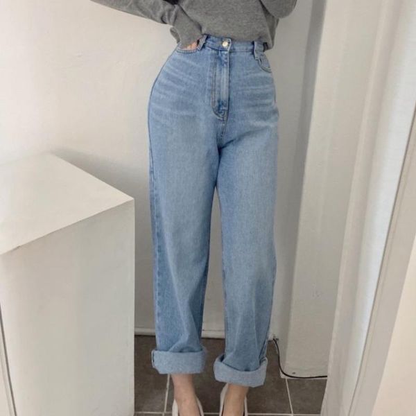 women's jeans vintage baggy loose high waist blue straight denim cuffed pants 2021 fall jean trousers female korean fashion p238
women's jeans vintage baggy loose high waist blue straight denim cuffed pants 2021 fall jean trousers female korean fashion p238