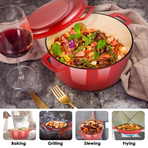 in 1enamel cast iron dutch oven 6 quart with skillet lid cookware for frying electric stove cooking induction cooker pans
in 1enamel cast iron dutch oven 6 quart with skillet lid cookware for frying electric stove cooking induction cooker pans