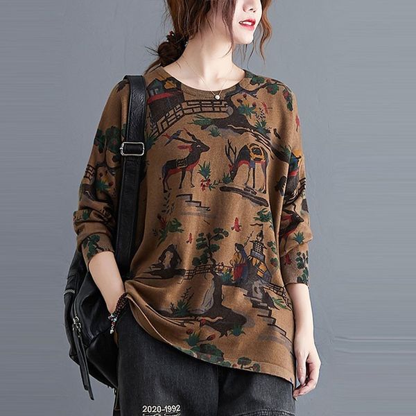 women loose casual sweater new arrival autumn vintage style print o-neck female long sleeve knitted pullovers s2778 210412, White;black
women loose casual sweater new arrival autumn vintage style print o-neck female long sleeve knitted pullovers s2778 210412, White;black