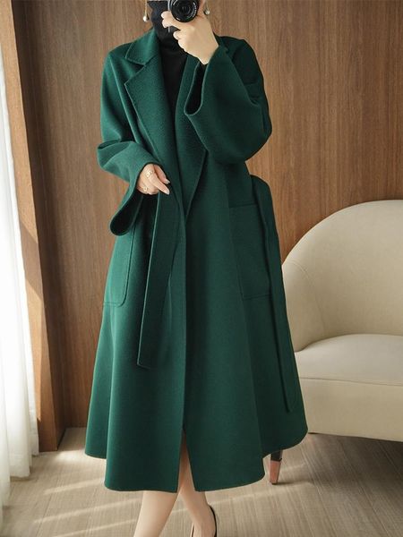 women's wool & blends high end double faced woolen coat water corrugated medium long knee length 100% pure loose, Black
women's wool & blends high end double faced woolen coat water corrugated medium long knee length 100% pure loose, Black